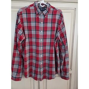 Ralph Lauren Red Plaid Button Down Shirt Sz‎ L/Xl Green Pony Custom Fit